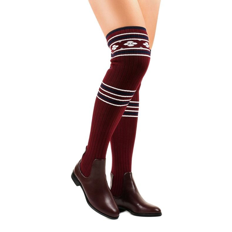 Overknee-Stiefel bordeauxrote Socke 29-7 1