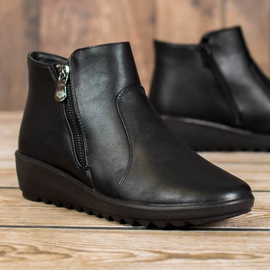 J. Star Schwarze Stiefel auf der Plattform 1