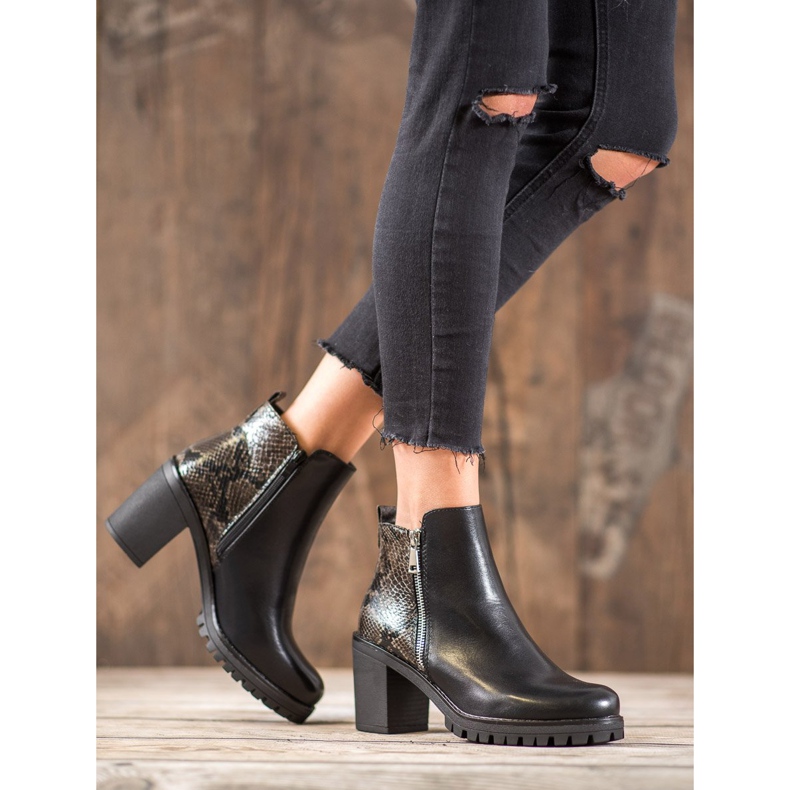 Seastar Plateaustiefel mit Schlangenprint schwarz 1