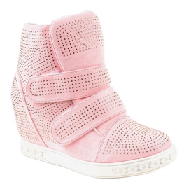 Rosa Sneakers mit Keilabsatz und Nieten KLS-112-4 1
