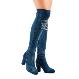 Jeansstiefel im Used-Look HX15135-96 marineblau 1