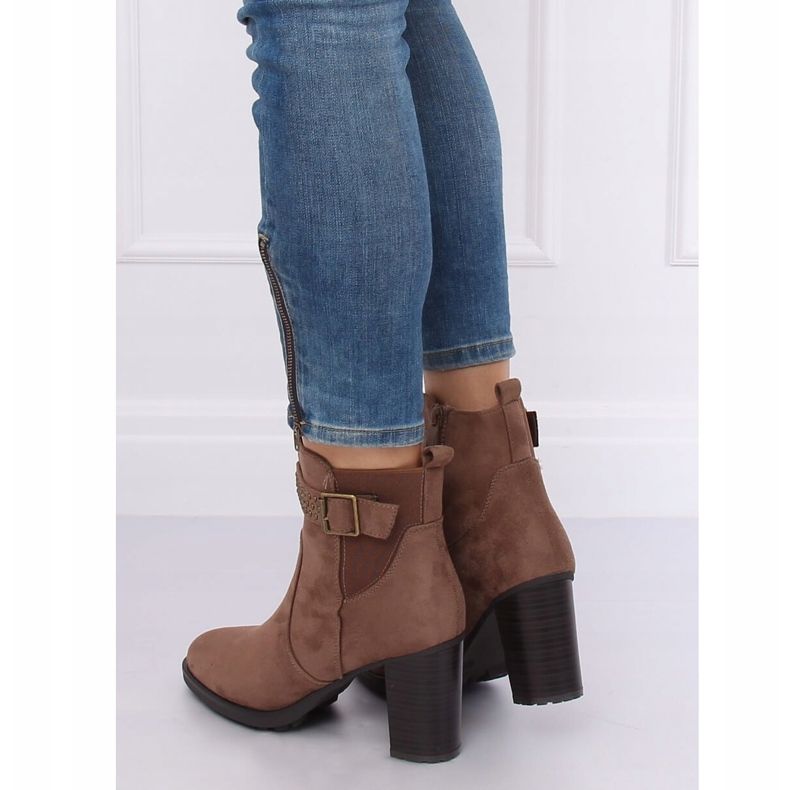 Braune Stiefel mit hohen Absätzen 6139 Khaki 1