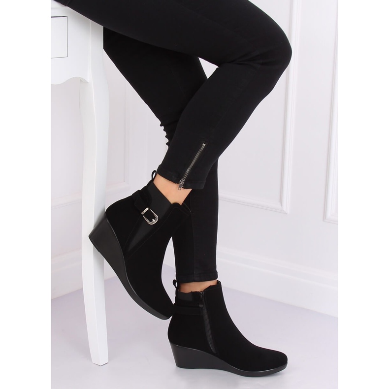 Schwarz Schwarze Keilstiefel 6778-2 Schwarz 1