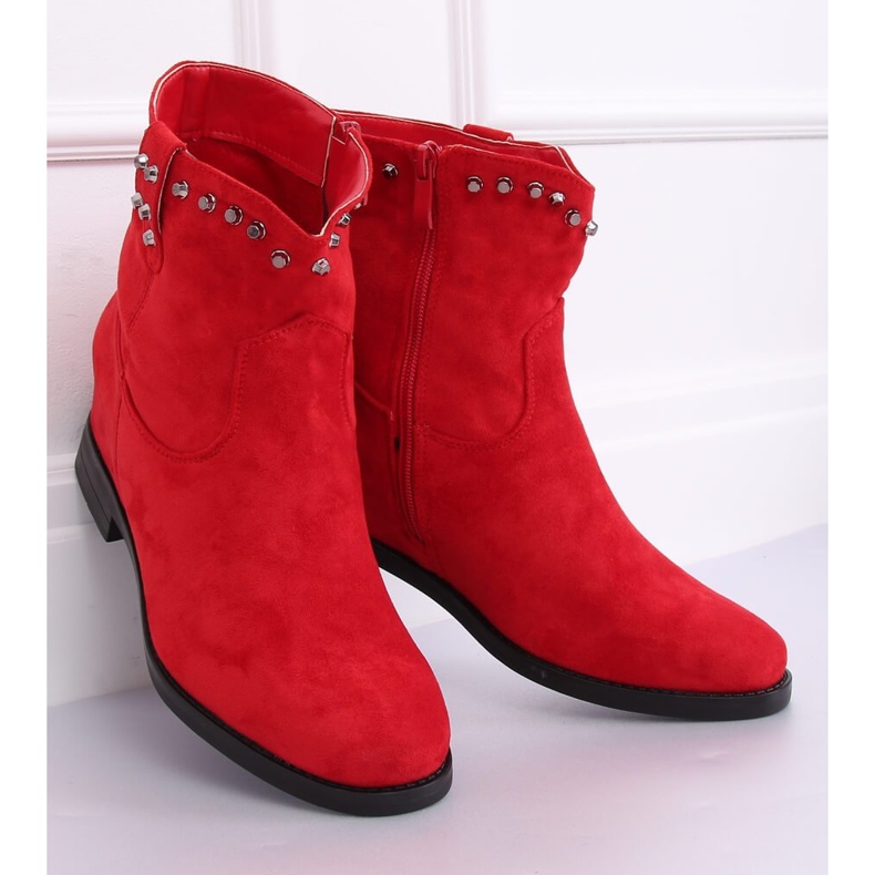 Rote Stiefel auf einem versteckten Keil G-7606 Rot 2