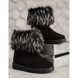 SHELOVET Schwarzer Mukluki mit Pelz 2