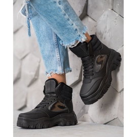 SHELOVET Modische Schnürstiefel schwarz 2