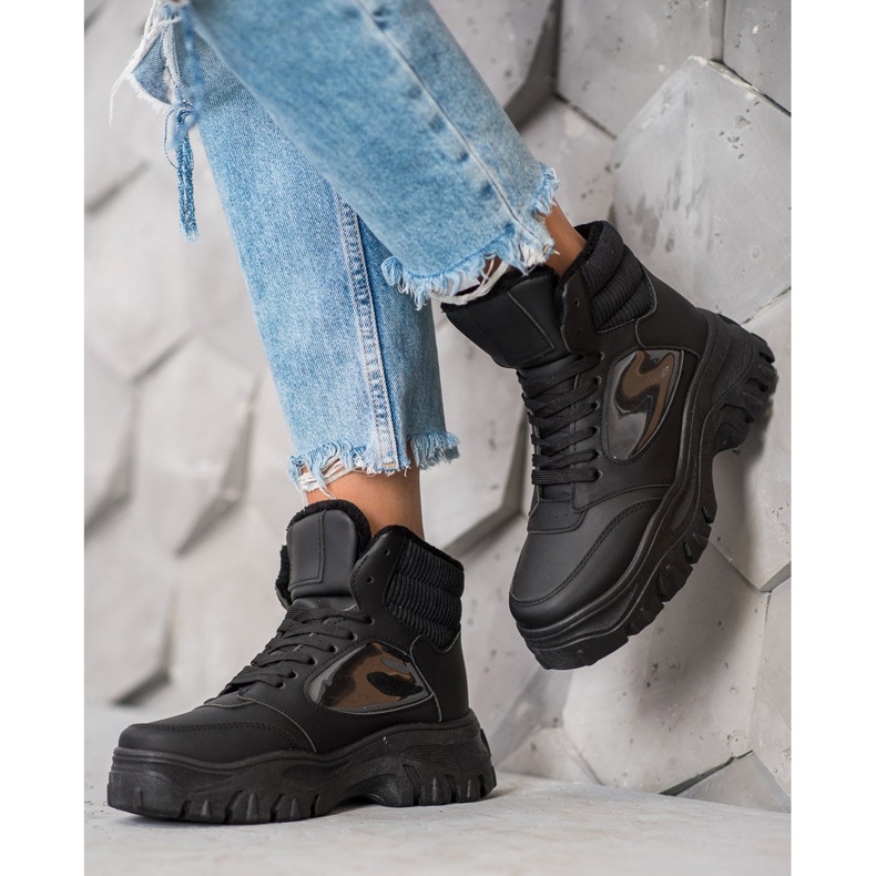 SHELOVET Modische Schnürstiefel schwarz 2