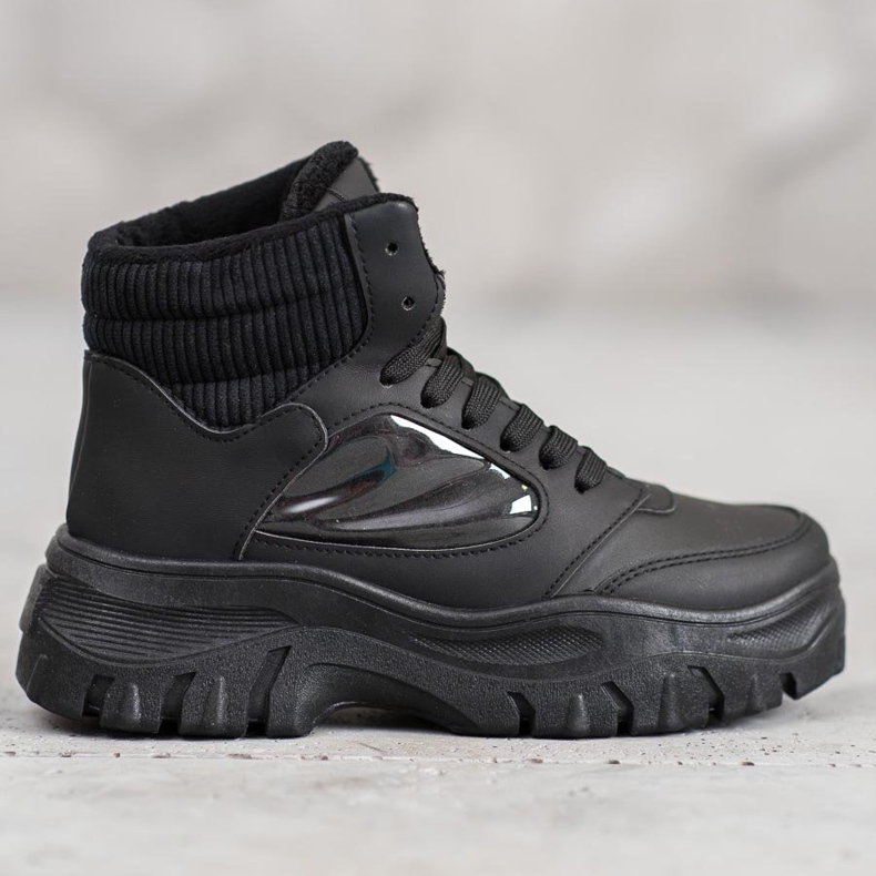 SHELOVET Modische Schnürstiefel schwarz 1