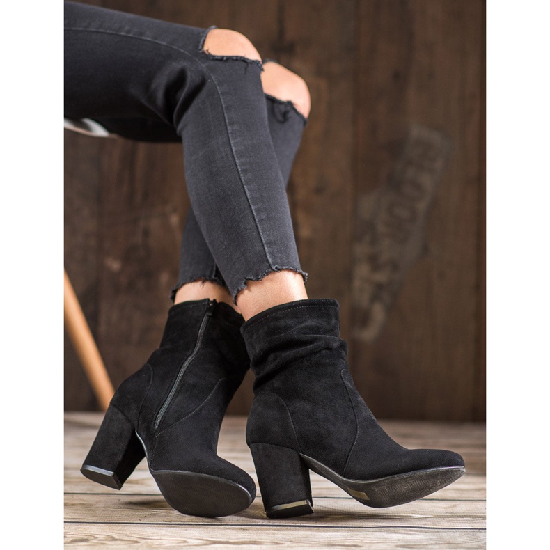 SHELOVET Hohe Wildlederstiefel schwarz 2