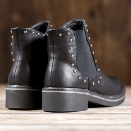 SHELOVET Stiefel mit Strasssteinen schwarz 1