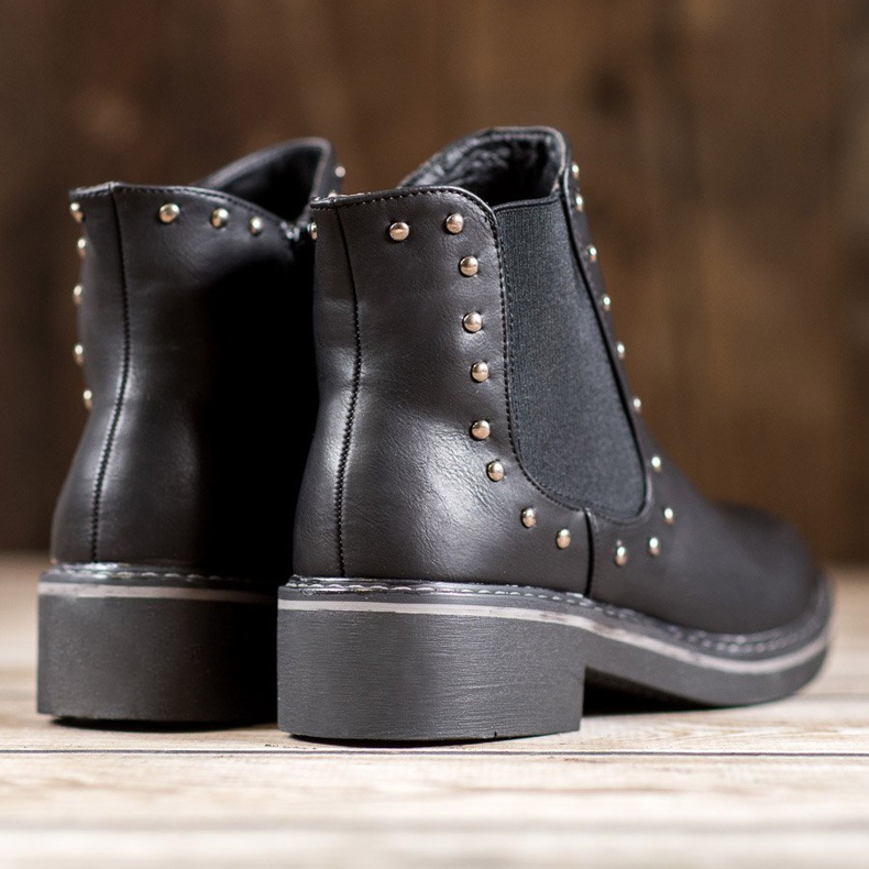 SHELOVET Stiefel mit Strasssteinen schwarz 1