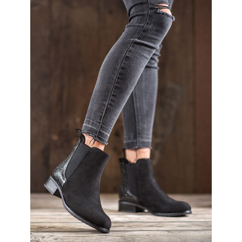 Erynn Schwarze Jodhpur-Stiefel mit Schlangenmuster 2