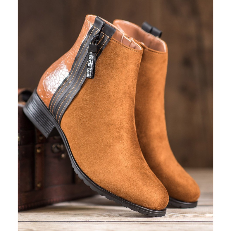 Erynn Stiefel mit dekorativem Reißverschluss braun 1