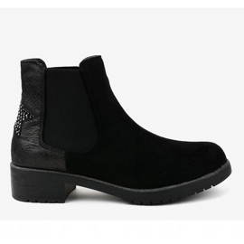 Flache Stiefeletten aus Wildleder in Schwarz mit Stern SHN2221 1