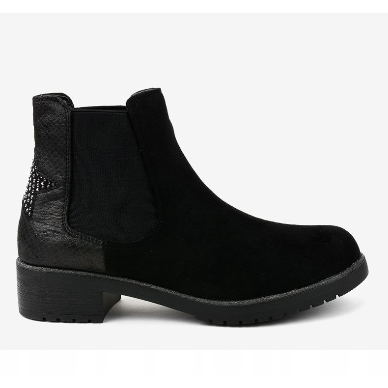 Flache Stiefeletten aus Wildleder in Schwarz mit Stern SHN2221 1
