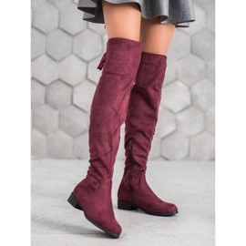 SHELOVET Wildlederstiefel mit Bindung rot 1