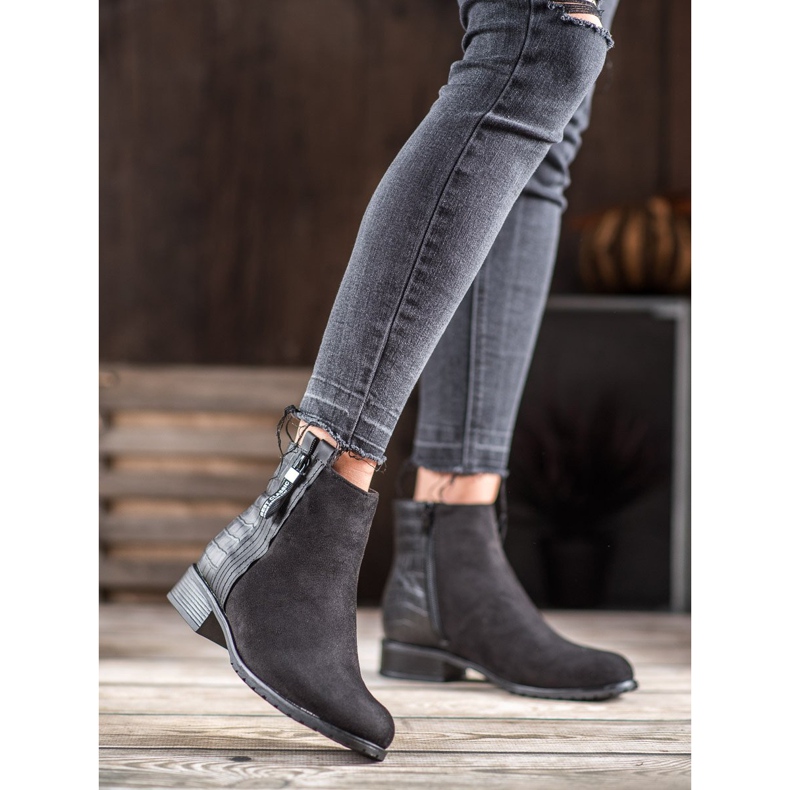 Erynn Stiefel mit dekorativem Reißverschluss schwarz 1