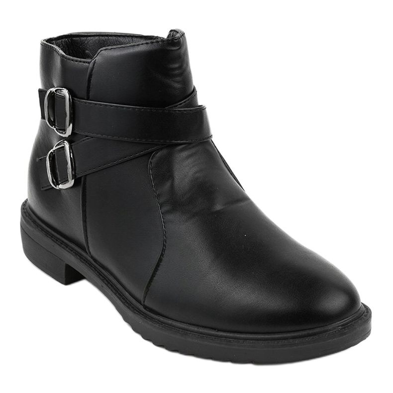Schwarze flache Stiefel CH-21 isolierte Chelsea-Stiefel 1