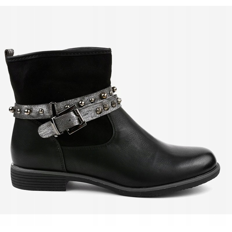 Schwarze flache isolierte Stiefel 1049-PA 2