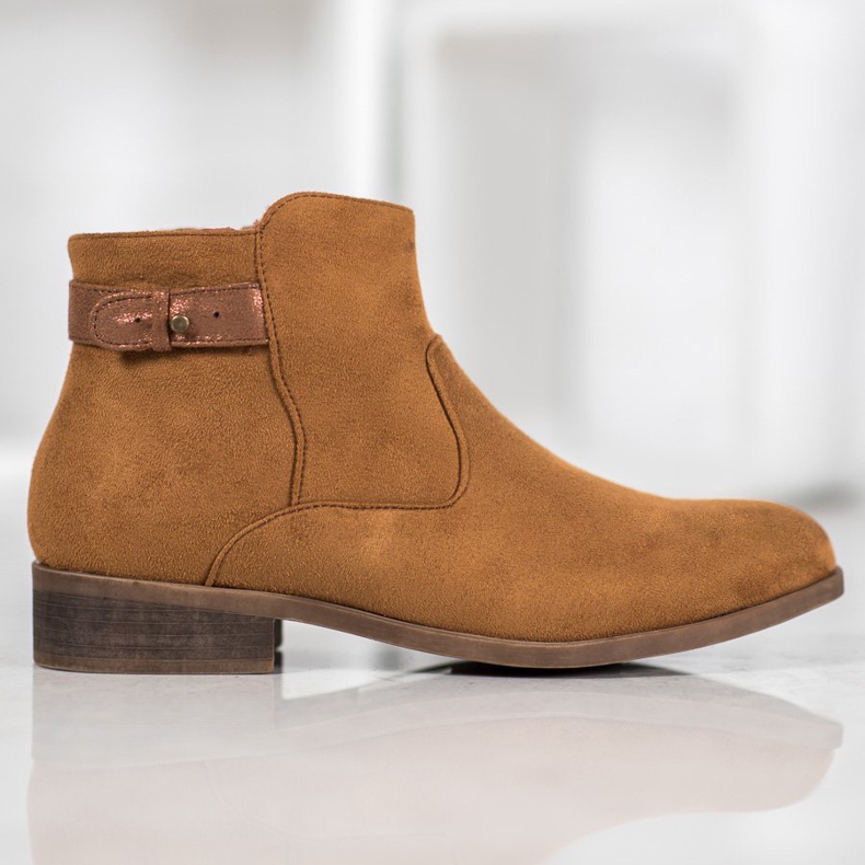 SHELOVET Stiefel mit Ziergürtel braun 1