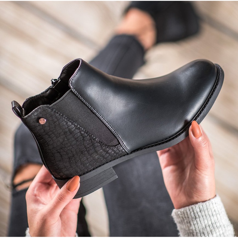 SHELOVET Schwarze Stiefeletten an einem Reißverschluss 1