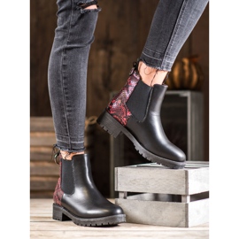 Erino Hohe Chelsea Boots mit Schlangenmuster schwarz rot 1