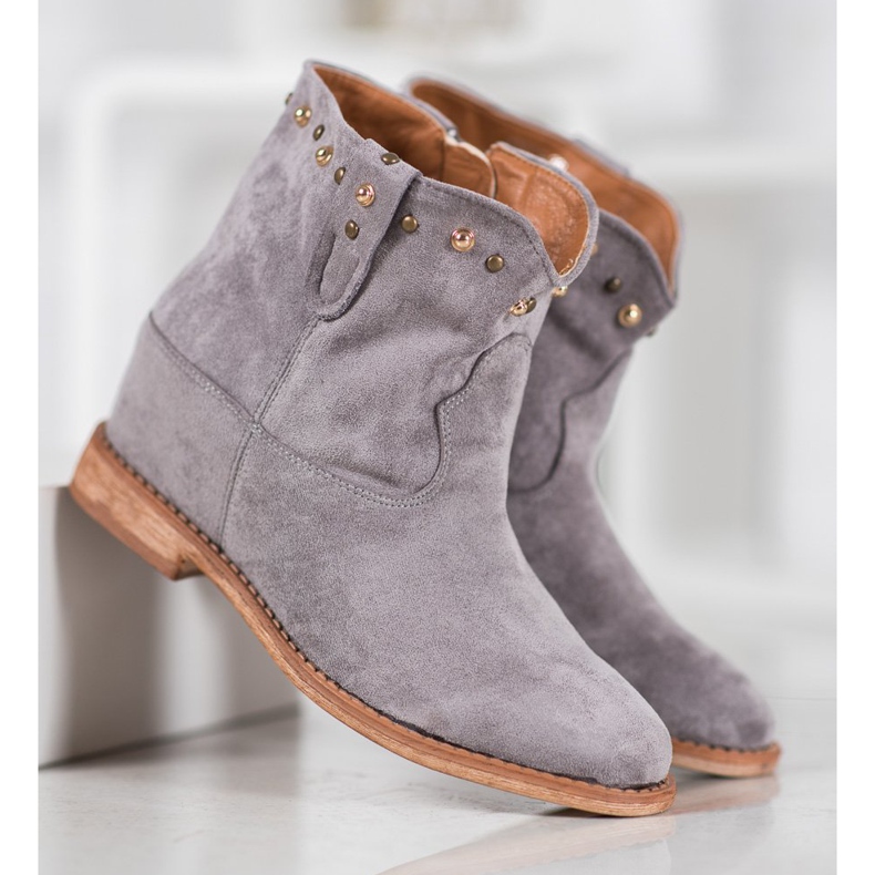 Bella Paris Cowboystiefel aus Wildleder mit Jets grau 2