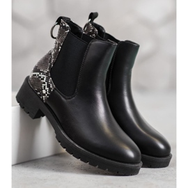 Erino Hohe Chelsea Boots mit Schlangenmuster schwarz 2