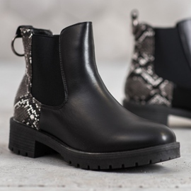 Erino Hohe Chelsea Boots mit Schlangenmuster schwarz 1