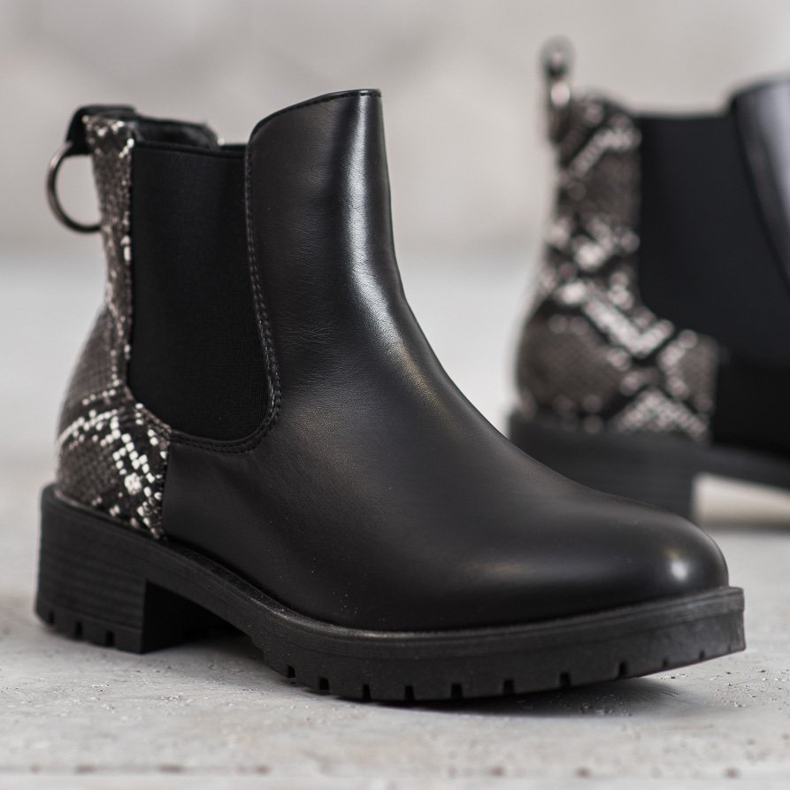 Erino Hohe Chelsea Boots mit Schlangenmuster schwarz 1