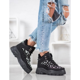 SHELOVET Sneakers mit Leopardenmuster schwarz 1