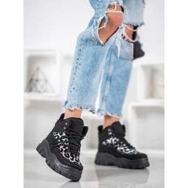 SHELOVET Sneakers mit Leopardenmuster schwarz 2