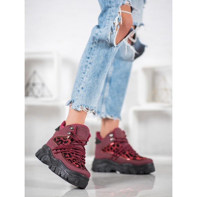 SHELOVET Sneakers mit Leopardenmuster rot 1