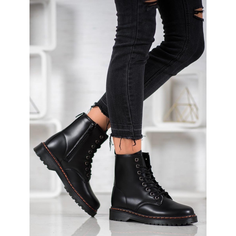 SHELOVET Schwarze Arbeiter mit Öko-Leder 1