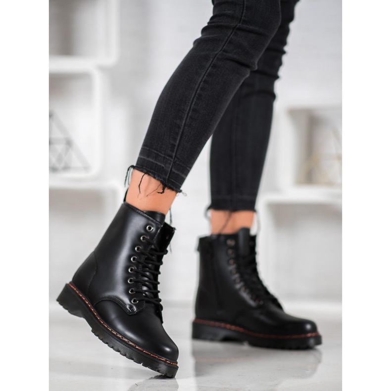 SHELOVET Schwarze Arbeiter mit Öko-Leder 2