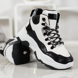 Bella Paris Modische Sneaker zum Schnüren weiß schwarz 2