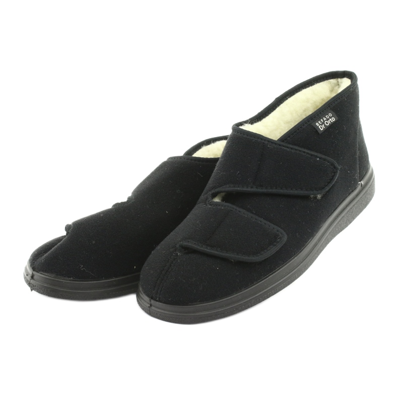 Dr.Orto Befado warme Herrenhausschuhe mit Klettverschluss, PU 986M011, schwarz 3