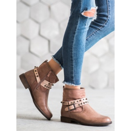 SHELOVET Rosa Stiefeletten mit Strasssteinen 1