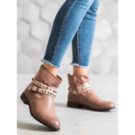 SHELOVET Rosa Stiefeletten mit Strasssteinen 2