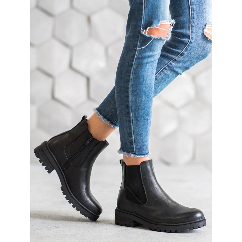 Super Mode Klassische Arbeiter aus Öko-Leder schwarz 1