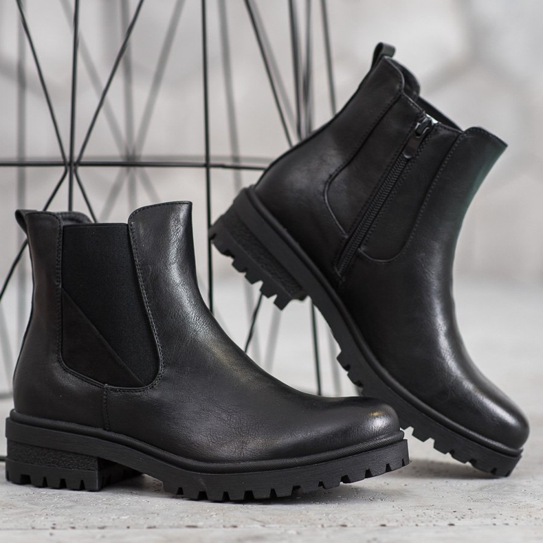 Super Mode Klassische Arbeiter aus Öko-Leder schwarz 2