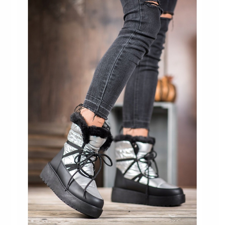 Bella Paris Modische Schneestiefel silber- grau 2