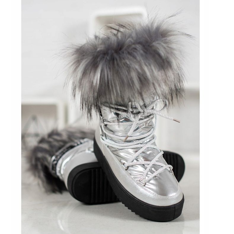 Bella Paris Warme Schneestiefel mit Fell grau 1