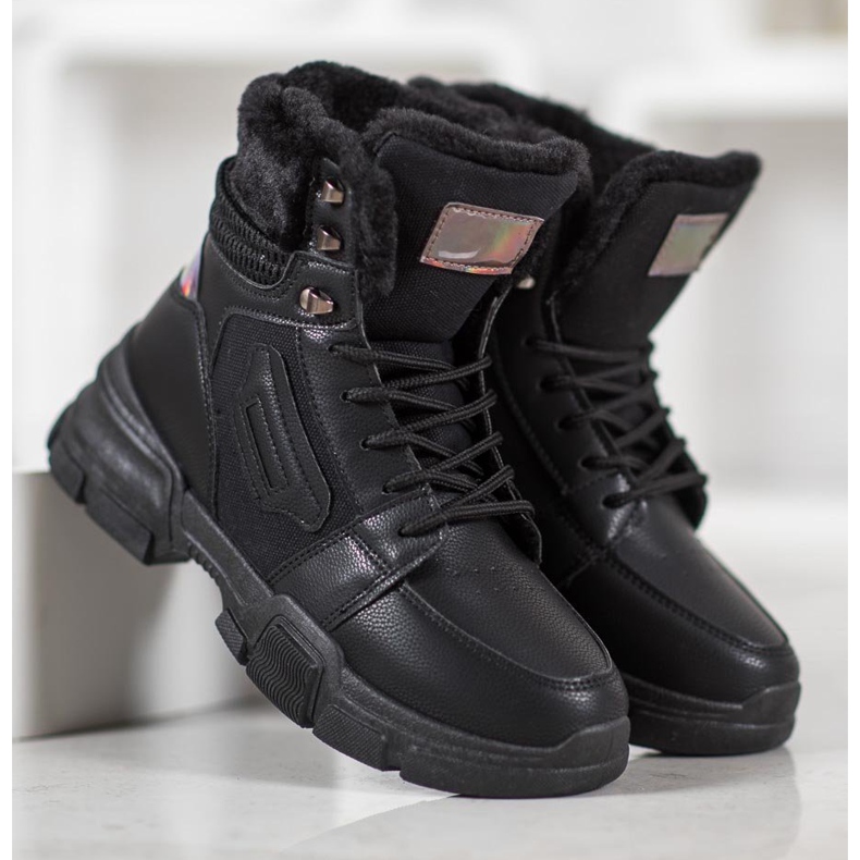 SHELOVET Sportschuhe mit Holo-Effekt schwarz 1