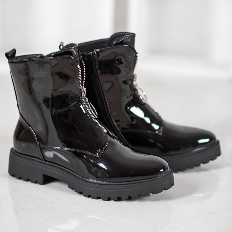 SHELOVET Lackierte Öko-Leder-Arbeiter schwarz 1