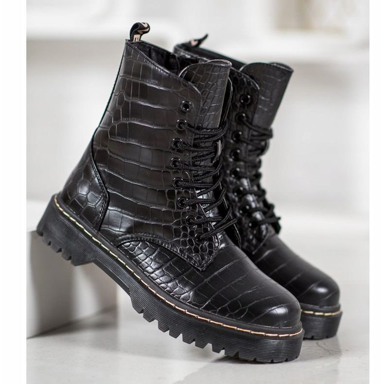 SHELOVET Modische Arbeiter mit Öko-Leder schwarz 1