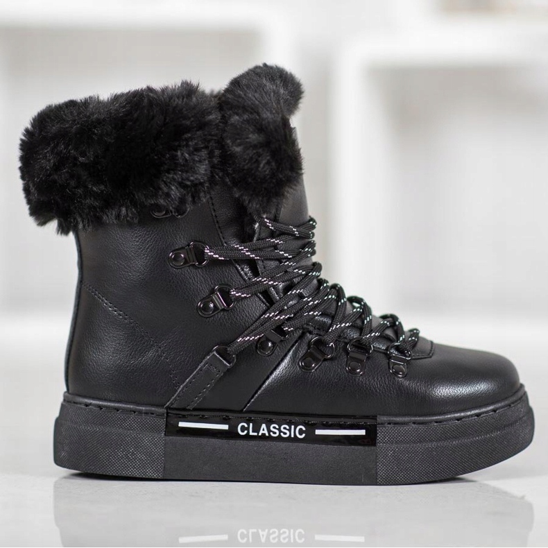 Bella Paris Klassische schwarze Schneestiefel 1