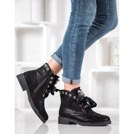 Bella Paris Stiefel mit dekorativer Schleife schwarz 2