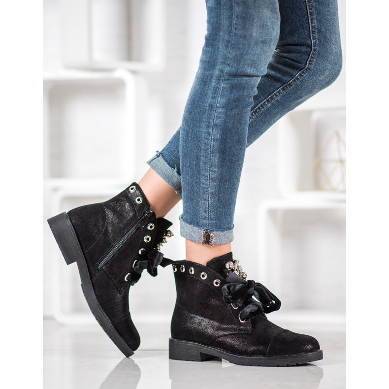 Bella Paris Stiefel mit dekorativer Schleife schwarz 2