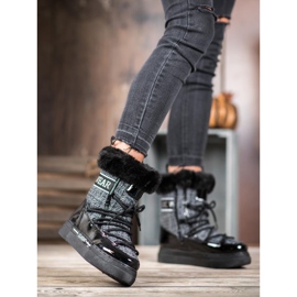 Bella Paris Modische klassische Schneestiefel schwarz grau 1